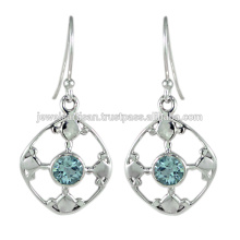 Swiss Blue Topaz Gemstone 925 Sterling Silver Earring Jewelry